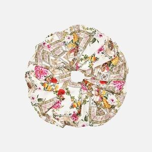 Camilla “Egyptian Rose” white floral silk oversized boho hair scrunchie